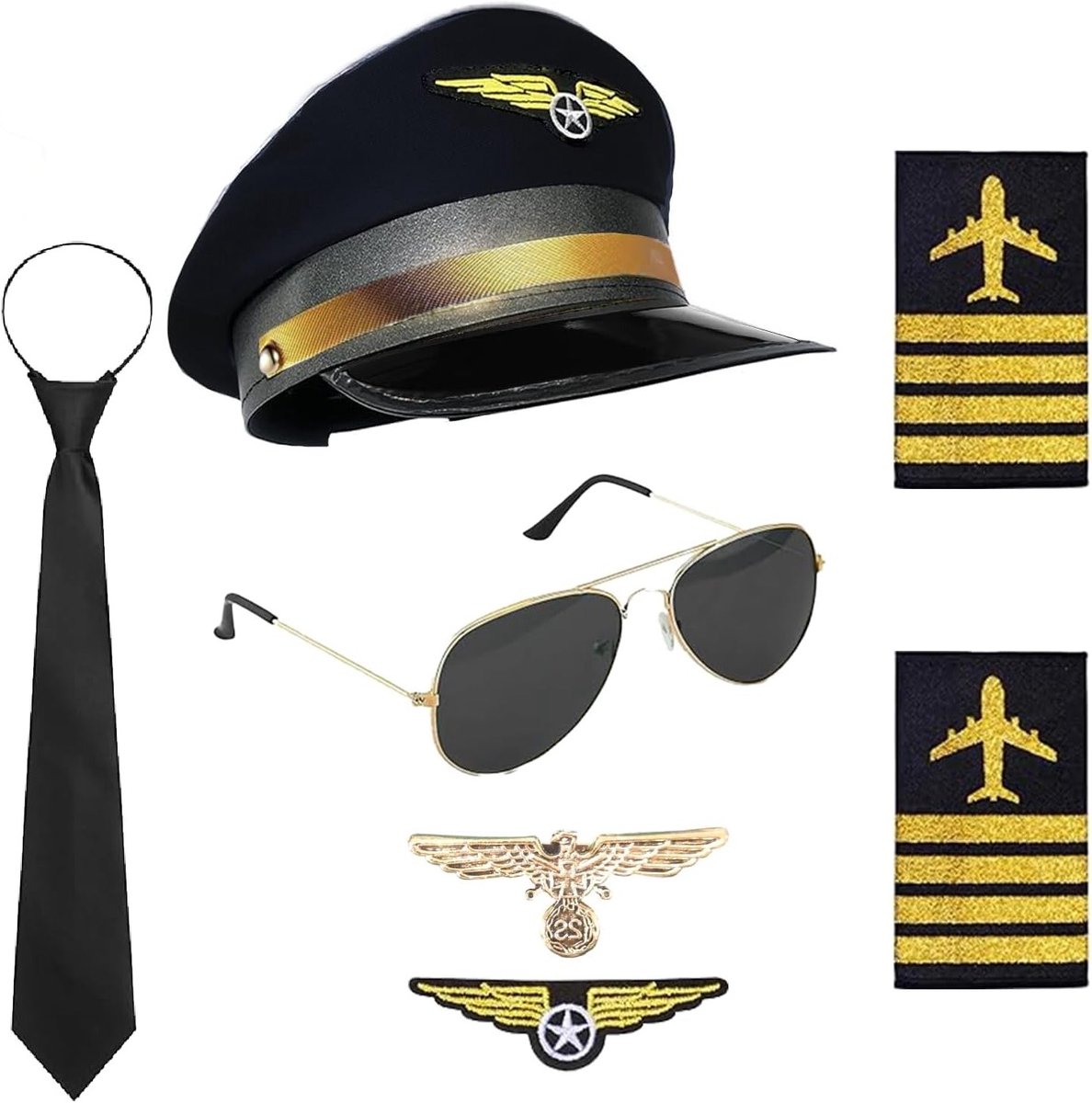 Volwassen Piloten Kostuum met Zwarte Aviator Hoed voor Feest en Verkleedpartijen