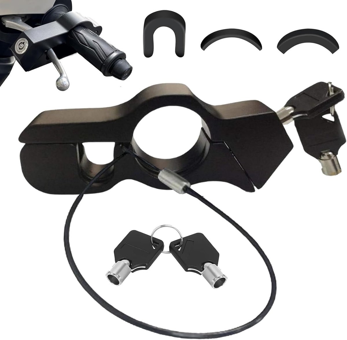 SnelShoppen - Steering en Motorfiets Slot, Gas en Rem Hendel Slot, Aluminium Legering, Verstelbaar Slot met 2 Sleutels voor Fiets, Motorfiets, ATV's,