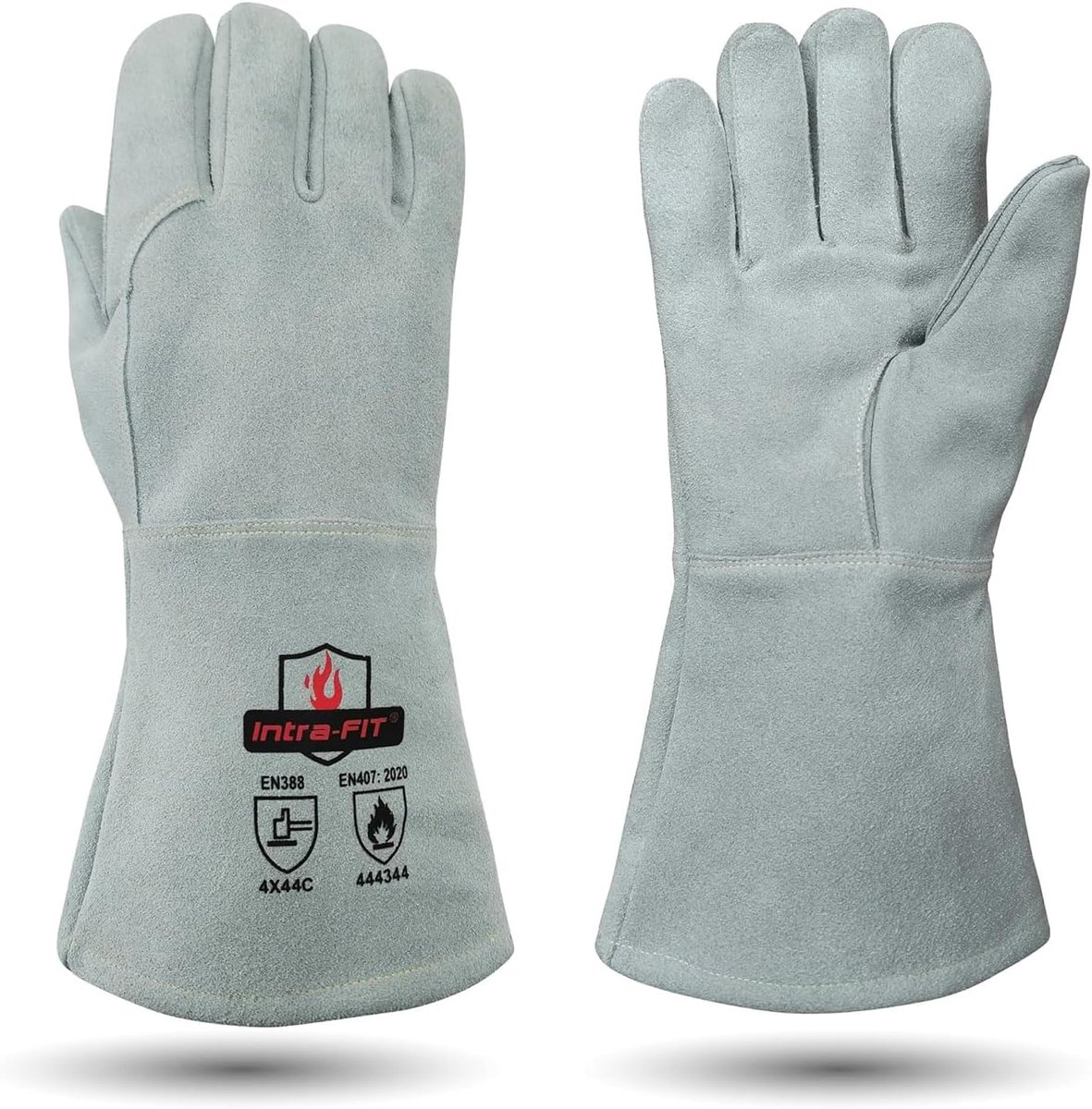 SnelShoppen - Leer Barbecue Handschoenen, Hittebestendig tot 500°C, Vuurvaste Koeienhuid, EN407 & EN388, Lange Manchetten voor BBQ, Open Haard, Lassen
