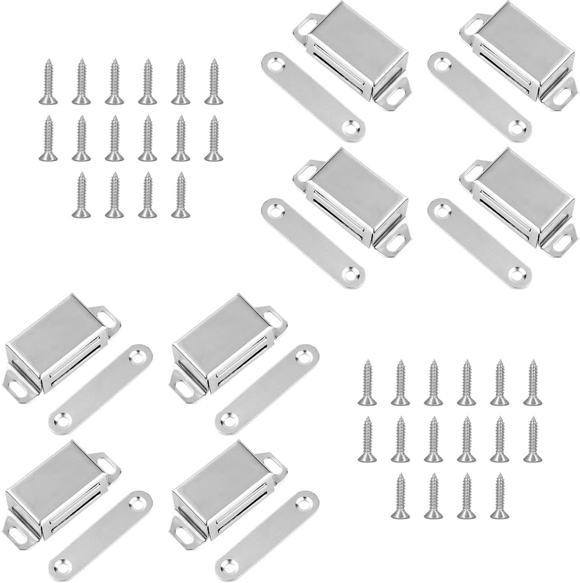 Magneetsluiters Kastdeur - Sterke Deurmagneet - Kasten Sluiten - Eenvoudige Montage - 8 Stuks - Zilverkleurig