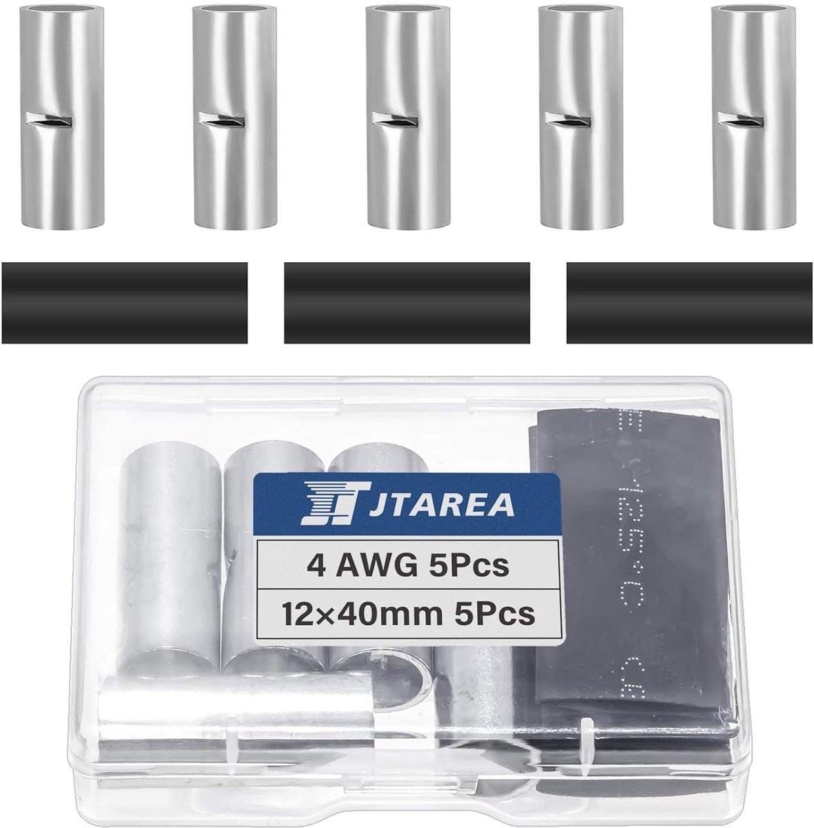 SnelShoppen - 4 AWG Non-Insulated Electrical Terminal Kit met Heat Shrink Tubing 25mm² - 10 Stuks - Koper, Corrosiebestendig, Perfect voor Auto en Klu