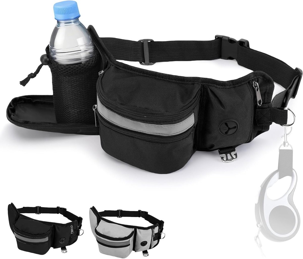 Heuptas voor Hondentraining met Flessenhouder, Snack- en Poepzakjes Dispenser voor Wandelen en Training