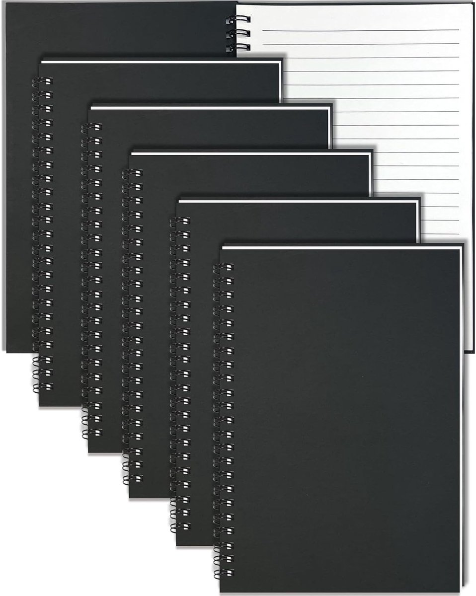 SnelShoppen - 6 Stuks A5 Notitieboek 21 x 14 cm 60 Pagina's Gelijnd Spiral Binding Kraft Papier Notitieboek Geschikt voor School, Kantoor en Reizen