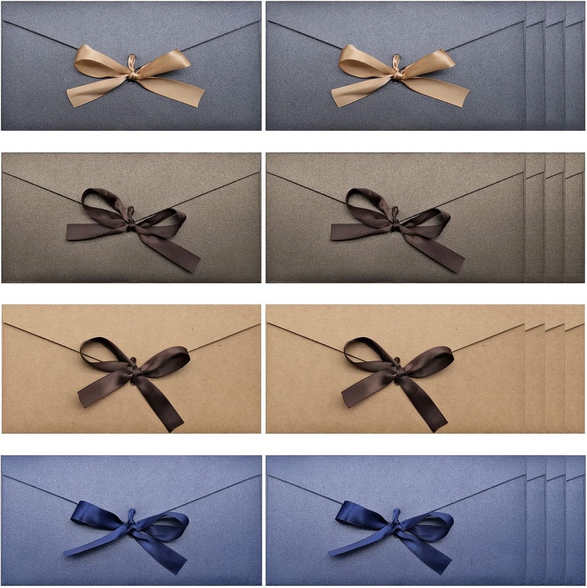 SnelShoppen - Pack van 20 Enveloppen 22 x 11 cm, Pareloor met Strik voor Cadeaukaarten, Visitekaartjes, Uitnodigingen, Briefen