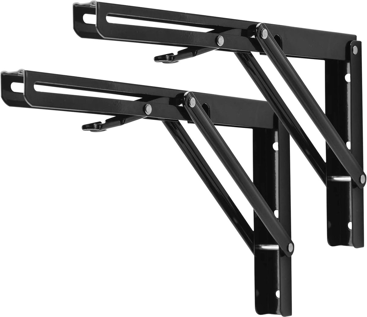 SnelShoppen - Vouwbare Planksteunen 300mm - Metalen Vouwbeugels - Zware Plankdragers voor Wandmontage - Max 150kg - L Hoek Collapsibele Steunen voor M