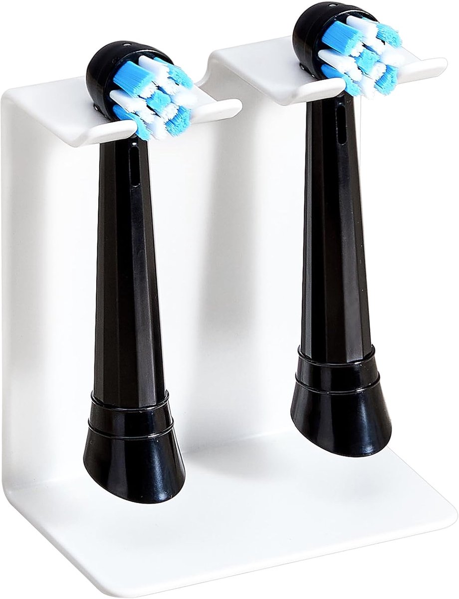 SnelShoppen - Toothbrush Holder met Brush Head Holder, Vrijstaand of Wandhouder, Vaatborstelhouder zonder Boren, Kleine Witte, Duurzaam Metaal, Ideaal