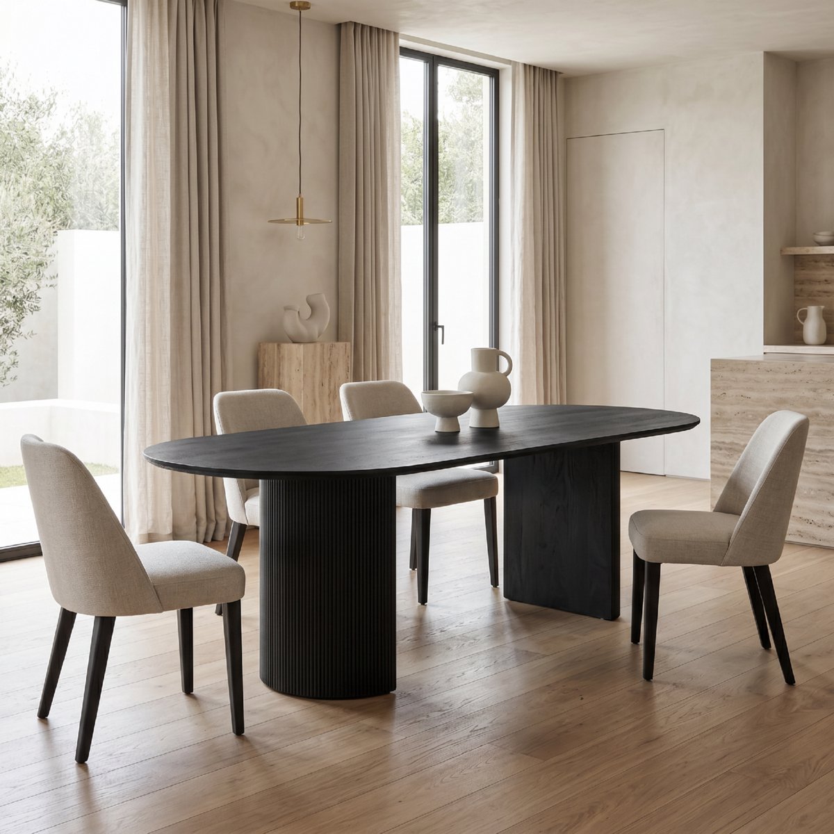 Old Inn - Eettafel Luca Deens Ovaal Zwart 200cm