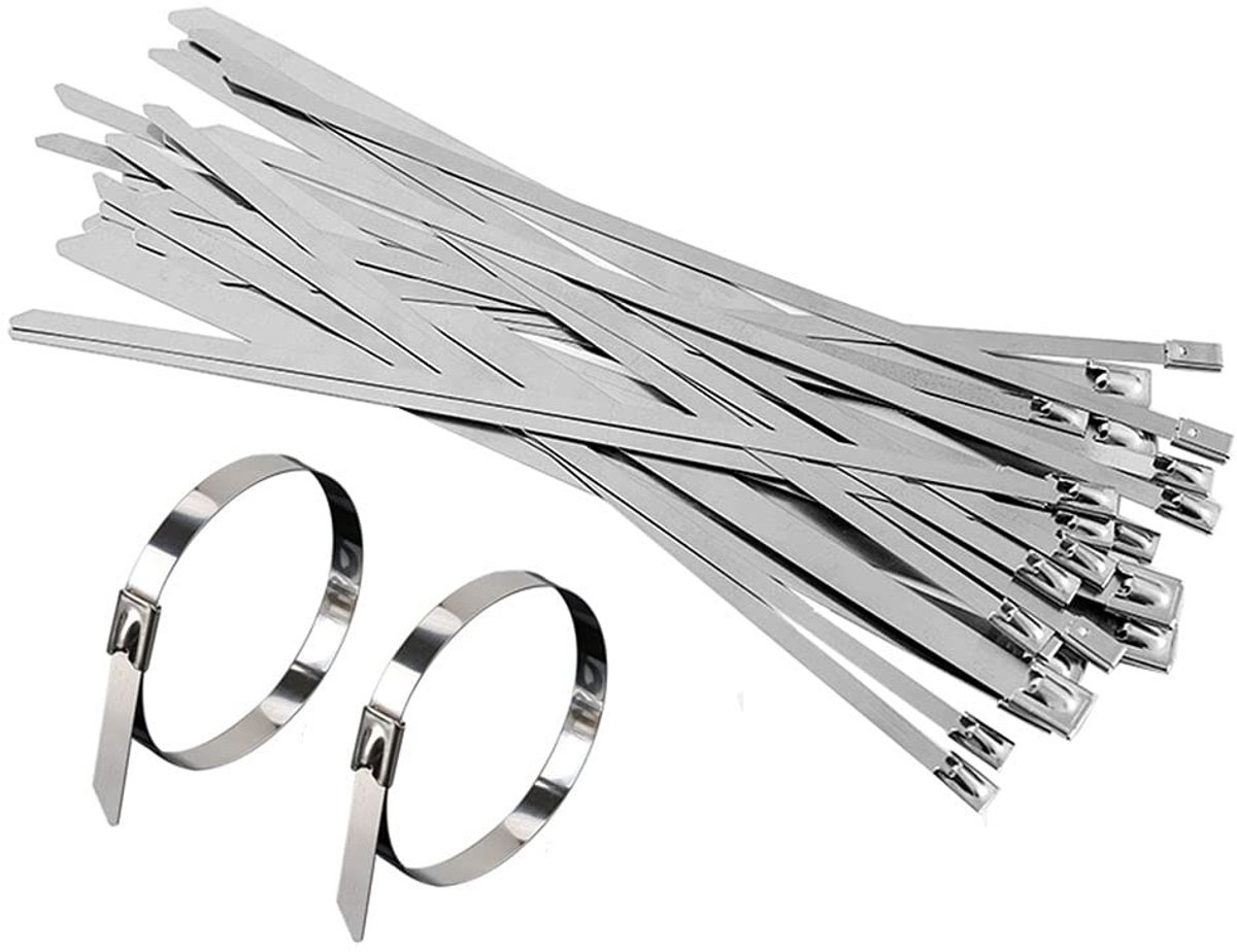 Dailygoods - 30 Stuks Roestvrijstalen Kabelbinders voor Elektriciteit - 4,6 x 200 mm
