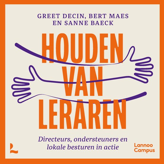 Boekomslag met oranje letters 'HOUDEN VAN LERAREN' en twee getekende handen.