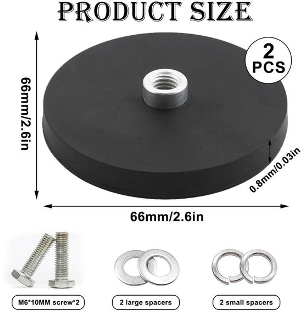 Set van 2 ronde neodymiummagneten - Allecto Plus Diameter