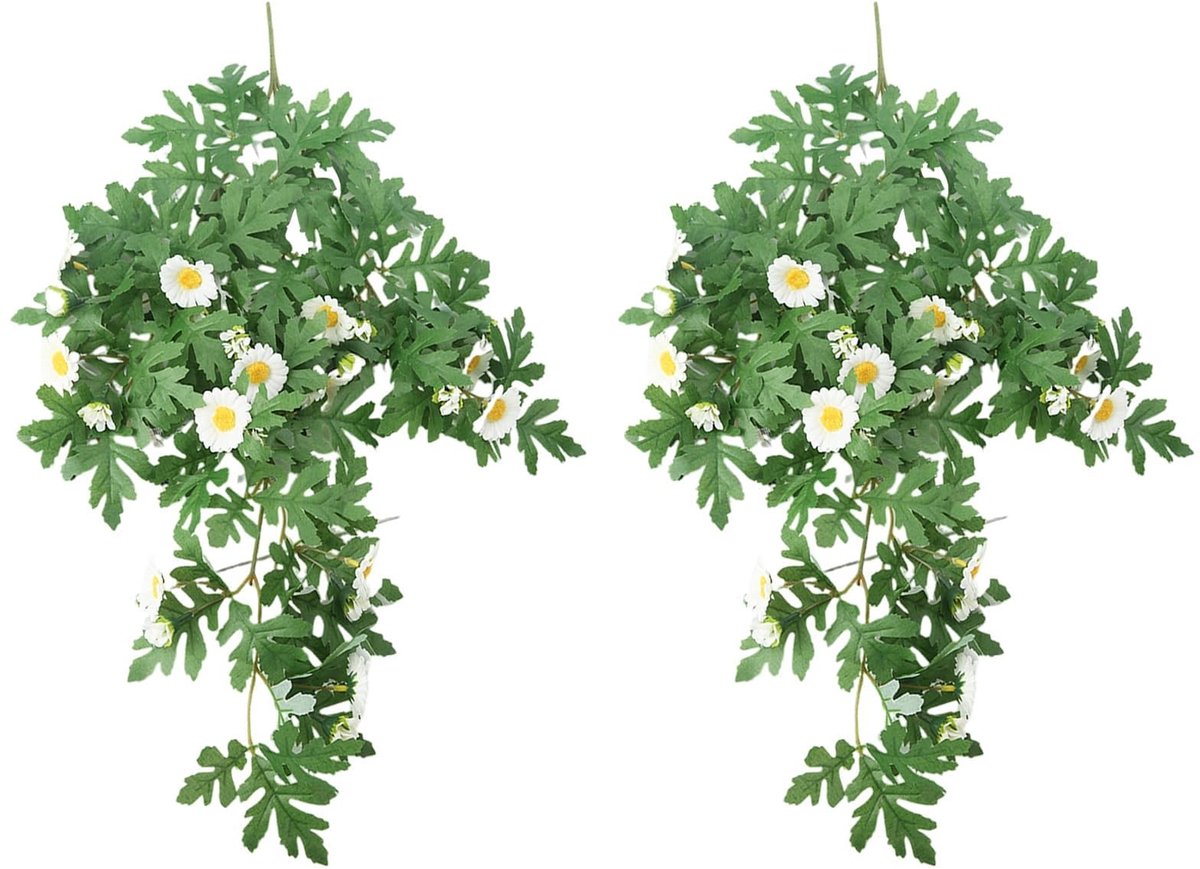 Dailygoods- Hangende Kunstplanten - 2 Stuks - Kunstmatige Madeliefjes - Realistisch Uiterl