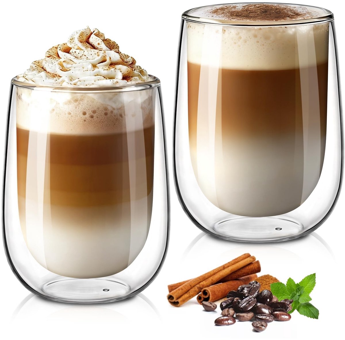Omgoods - Set van 2 Dubbelwandige Koffieglazen 350ml