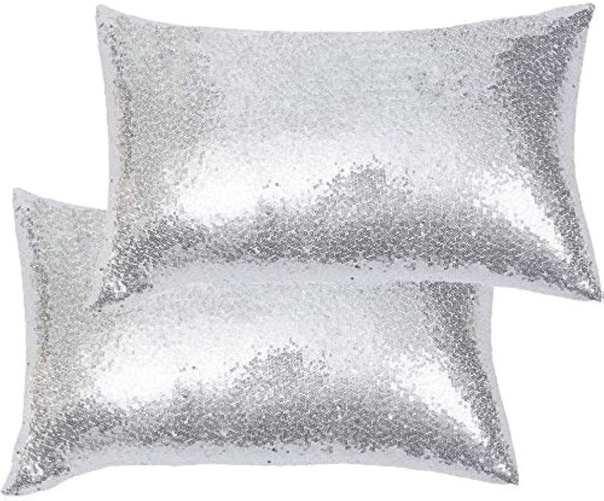 Omgoods - Set van 2 Rechthoekige Pailletten Kussenhoezen 30 x 50 cm voor Thuisdecoratie