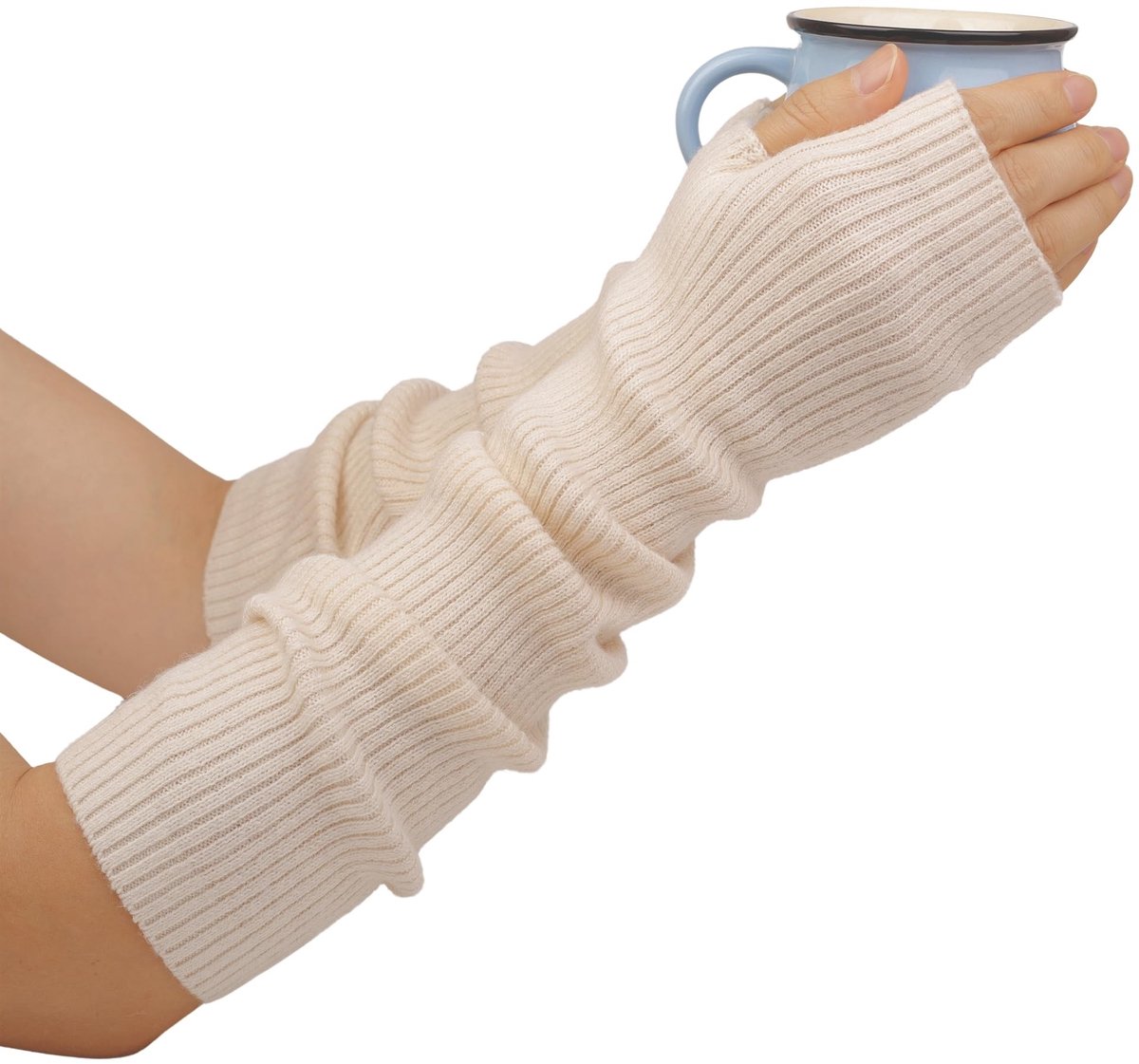 Omgoods - Cashmere Mix Vingerloze Handschoenen met Duimopening voor Dames