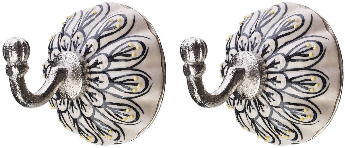Omgoods - Set van 2 Wandhaken met Keramische Decoratie