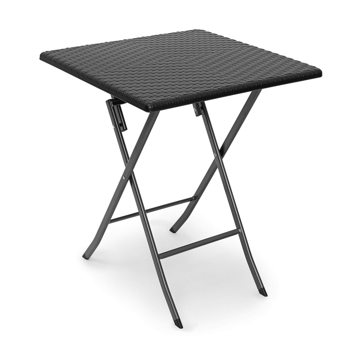 Omgoods - Opvouwbare Tuin Tafel in Rattan Look, Zwart, 74x61.5 cm