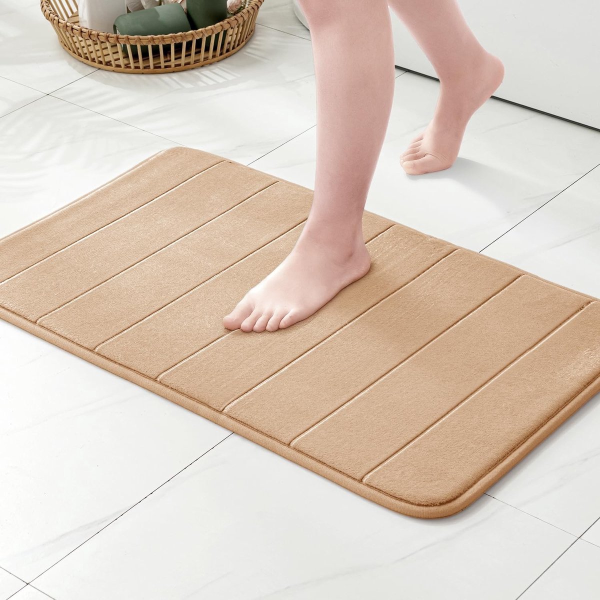 Omgoods - Memory Foam Badmat, Absorberend en Sneldrogend, 50 x 80 cm, Khaki