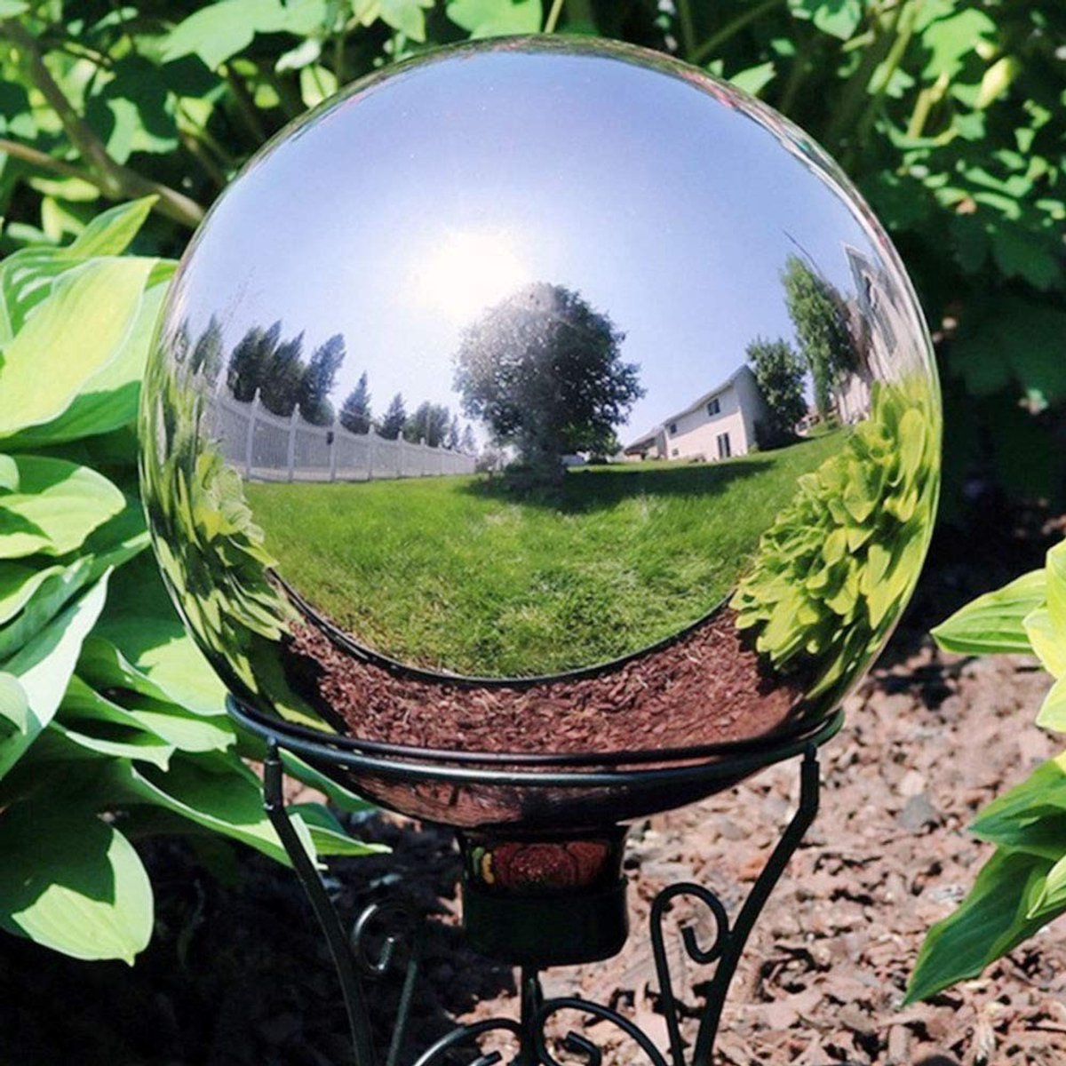 Omgoods - RVS Tuinbol 25cm met Spiegelafwerking voor Decoratie