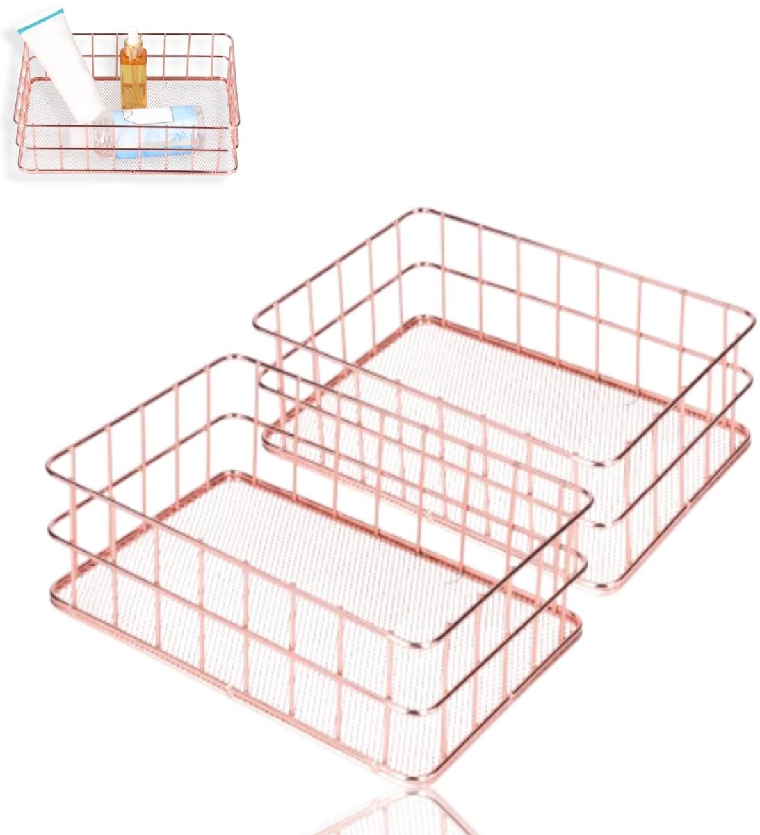 Omgoods- Opbergmanden - Metaaldraad - Make-up Organizer - Decoratief Dienblad - Ruimtebesparend - Geschikt voor Diverse Opslag - Opbergmand