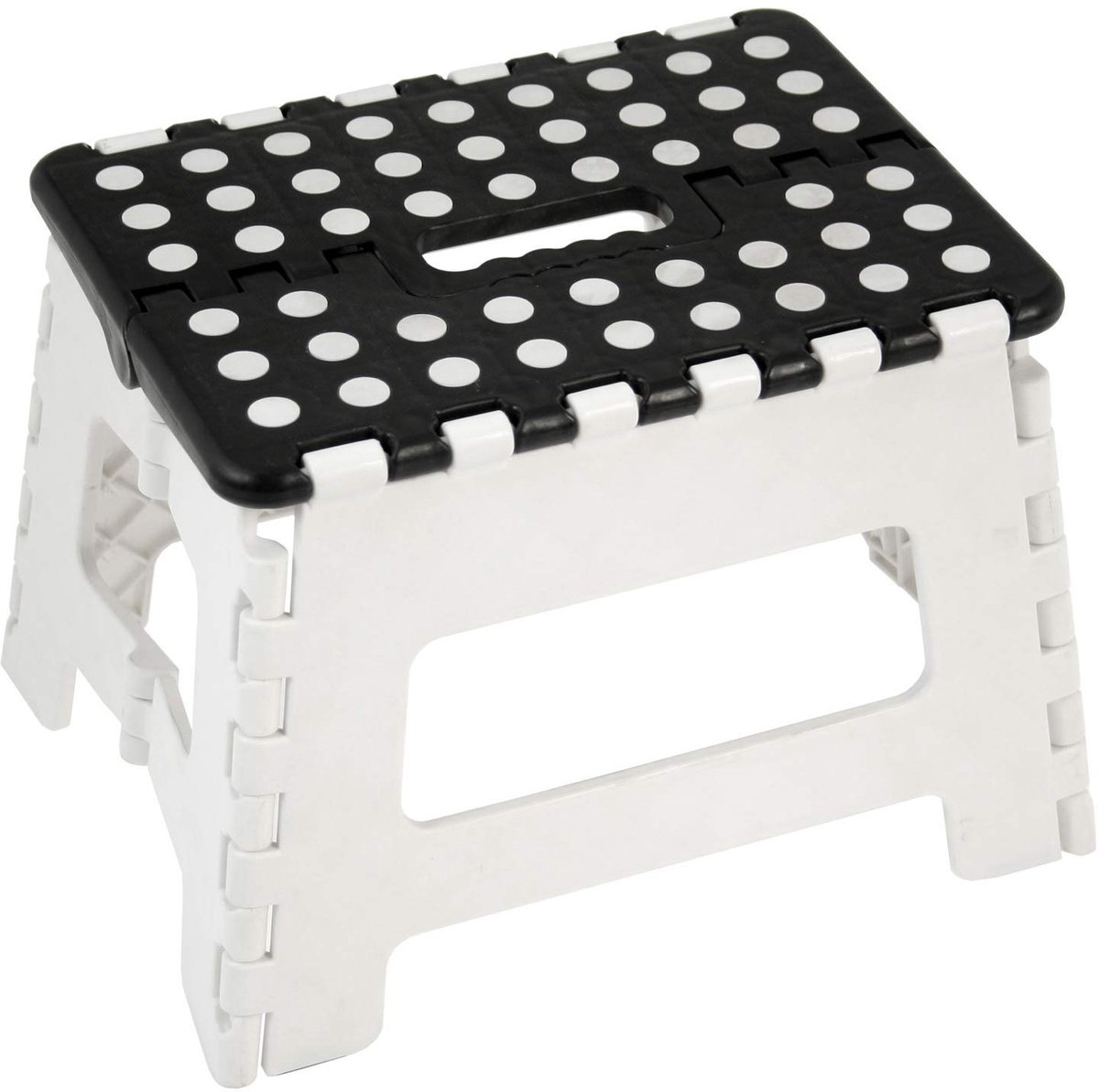 Omgoods - Opvouwbare Kruk - Zwart-Witte Klapstoel 32 x 25 x 22 cm