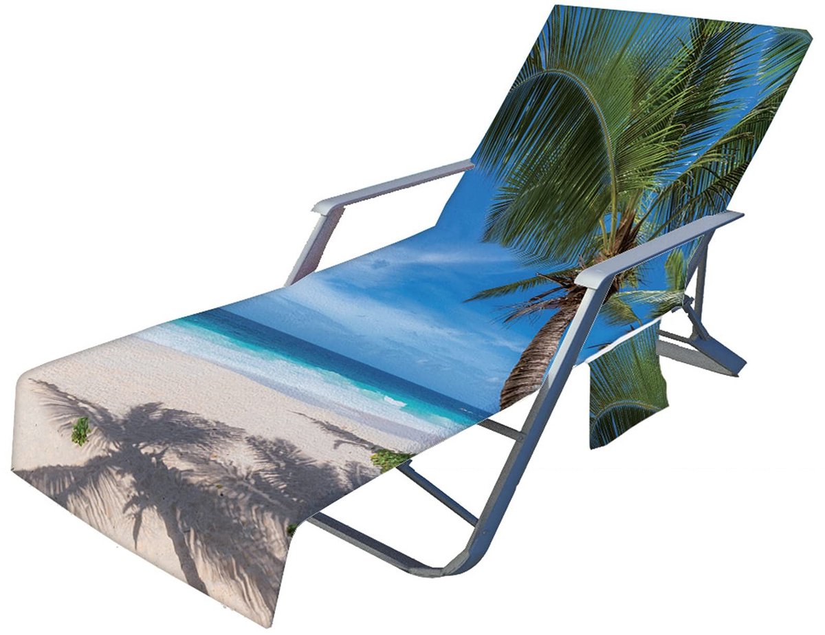 Omgoods - Microvezel Strandhanddoek met 2 Zakken en Oceaanprint