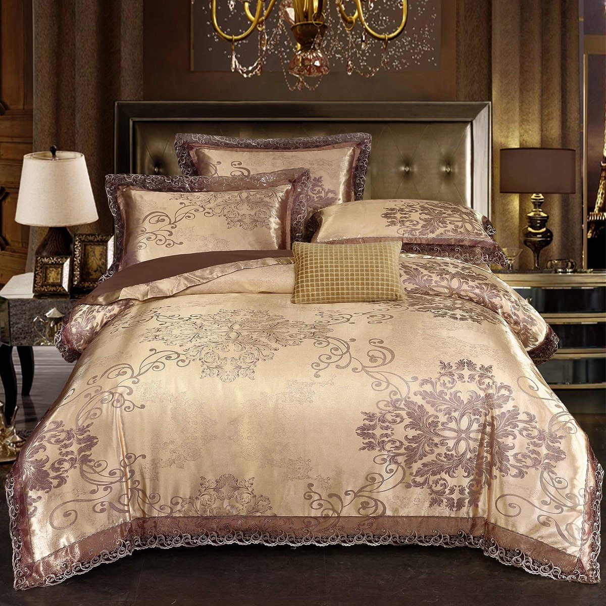 Omgoods - Jacquard Duvet Cover King Size Bedding Set - Elegante Paisley Design