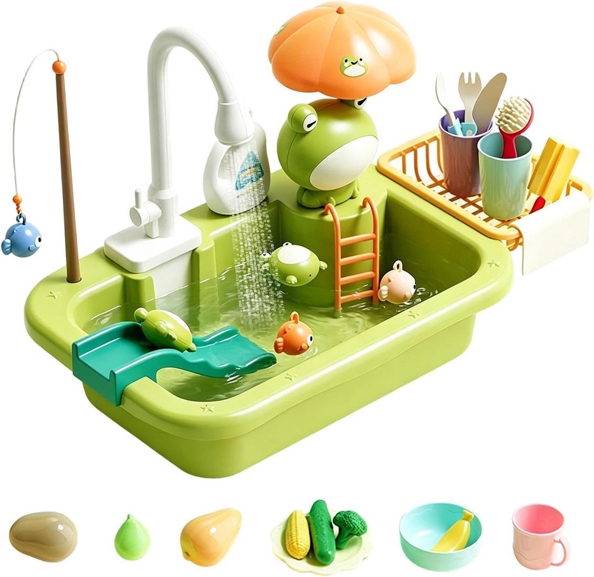Kinder Watertafel - Waterspeelgoed Pomp - Zomer Spelen - Interactief Watersysteem - 51x30x33cm - Groen