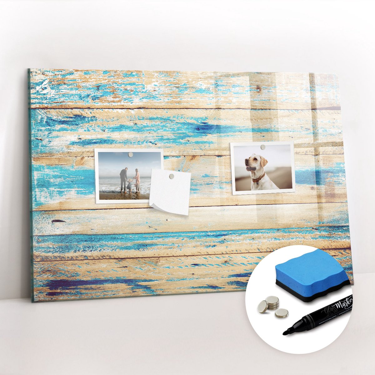 Tulup Whitebord - Bekrast hout - 60 x 40 cm - Veelkleurig Magnetisch Wandbord - Gratis 5 Sterke Magneten + Whiteboard Marker & Wisser - Moderne Wanddecoratie - Magnetisch Bord - Organiseer Je Bureau