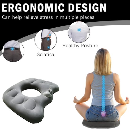 Inflatable Seat Ring, Coccyx Relief, Seat Ring After On, for Hemorrhoids, Stiff Pain Wheelchairs, Grey - ShopVlot — afbeelding 5