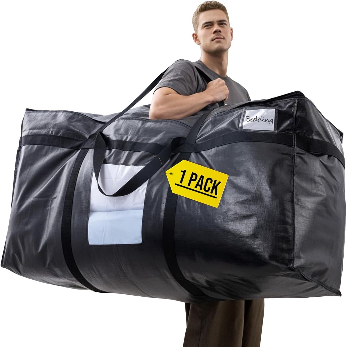 Opbergzak extra groot - Jumbo maat - Zwart - Ideaal voor verhuizen en opslaan van kleding - SnelShoppen