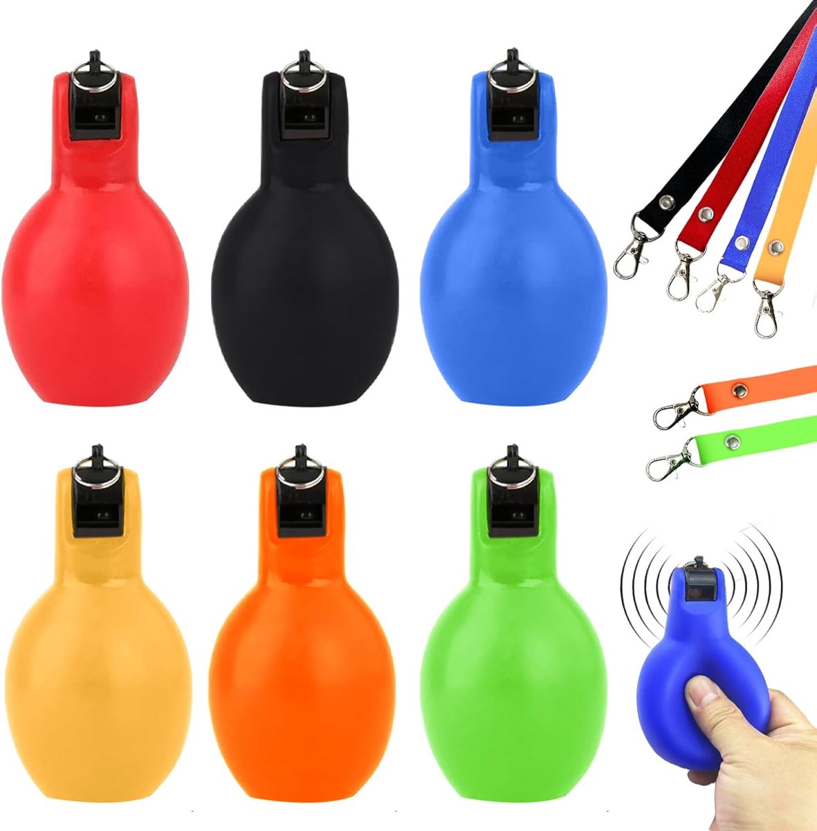 Pack of 6 Hand Whistles, Sports Lessons, Emergency Vibrator Whistle, Sports Whistle Set with Whistle and Lanyard - ShopVlot