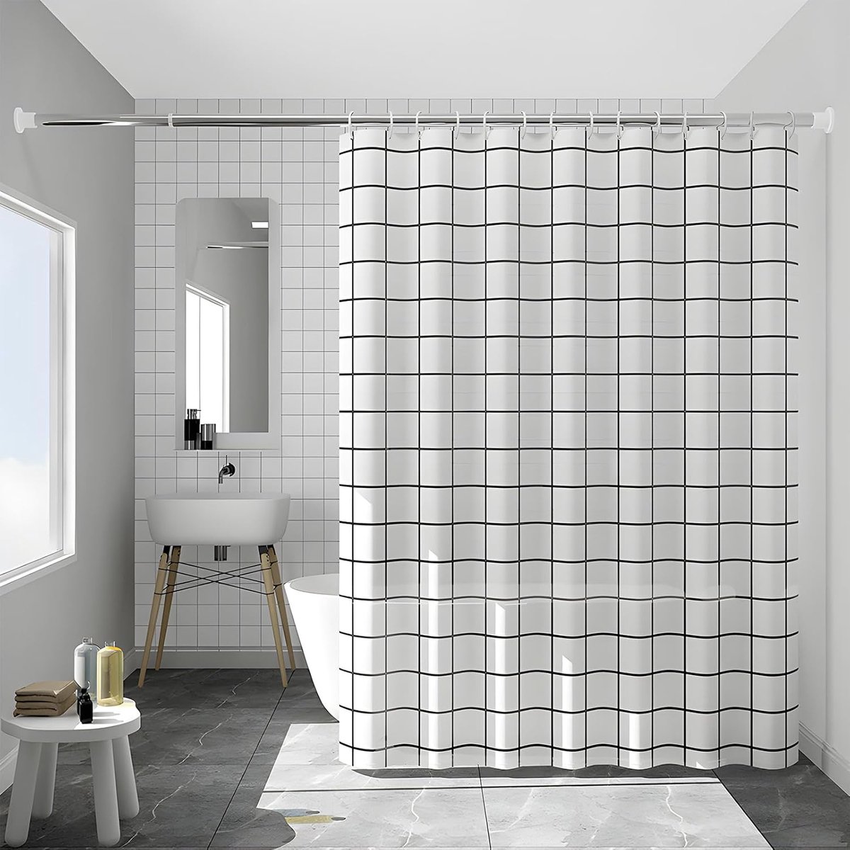 Douchegordijn 200 x 220 cm - waterdicht - schimmelbestendig - voor een gezond badmilieu - ShopVlot