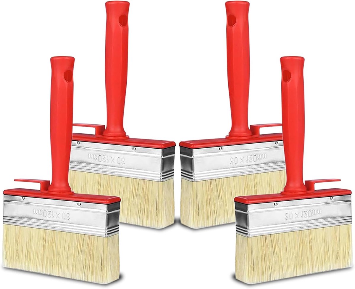 4 Pieces Flat Brushes, 120mm x 30mm Light Plastic Brushes, Flat Brush Set, Wall Brushes, Large Brushes, Painting - ShopVlot