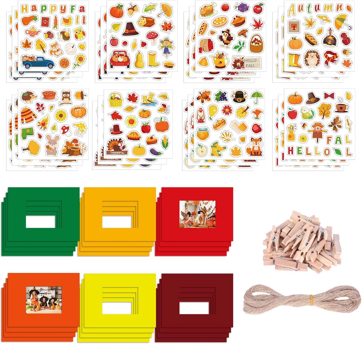 DIY fotolijstset 72-delig - kleurrijk karton - inclusief stickers en clips - creatief voor schoolprojecten - ShopVlot