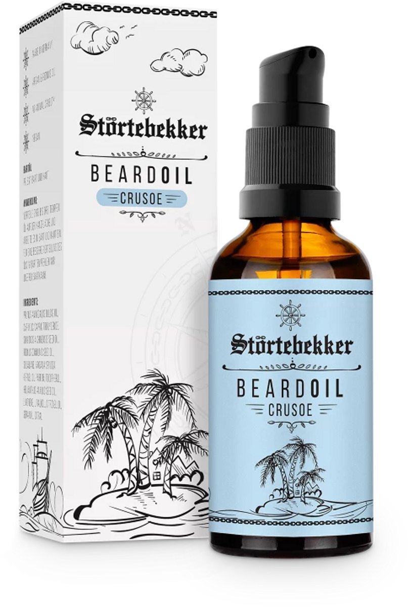 Störtebekker® Premium Baardolie Crusoe (zoetig-kruidige geur met citrus- en vanillenoten) - Dagelijkse Baardverzorging voor 3-Dagenbaard tot Volle Baard - Beard Oil Vegan 50ml - Baardolie Heren - Hoogwaardige Ingrediënten - Made in Germany