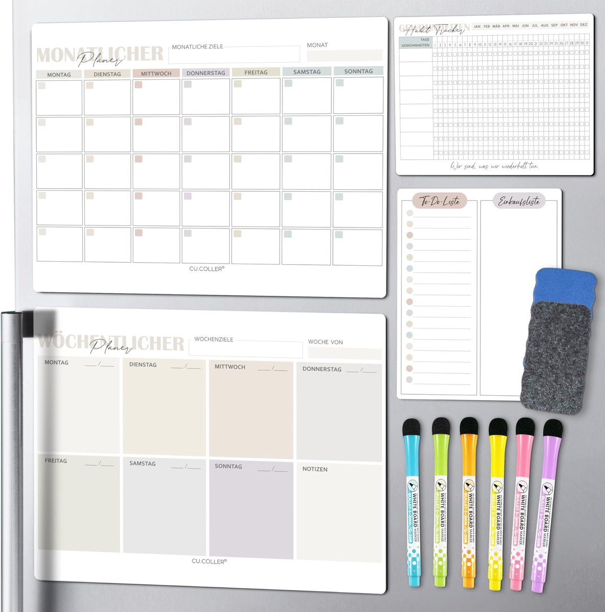Omgoods - Set van 4 Magnetische Weekplanners voor de Koelkast