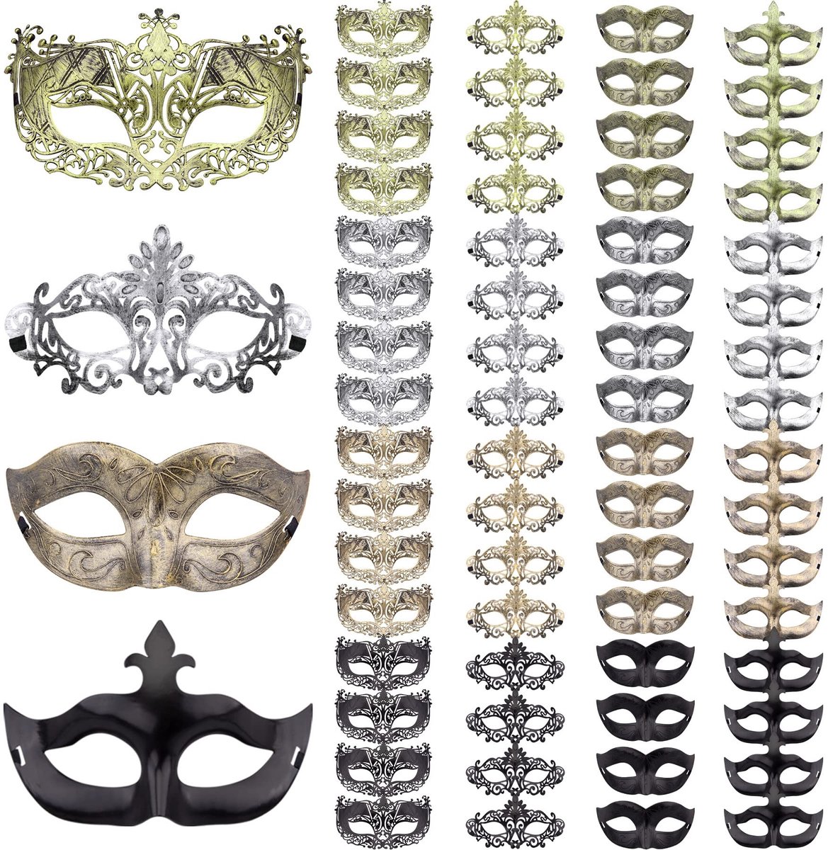 Omgoods - Set van 64 Vintage Maskers voor Carnaval en Feesten