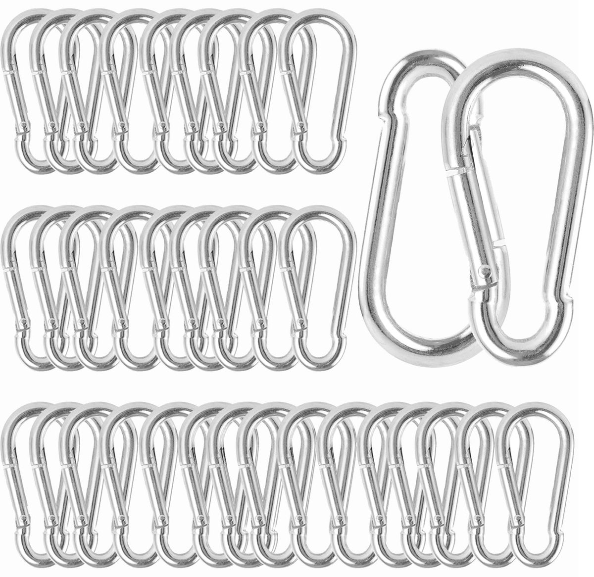 Omgoods - Set van 40 Karabijnhaken van Gegalvaniseerd IJzer