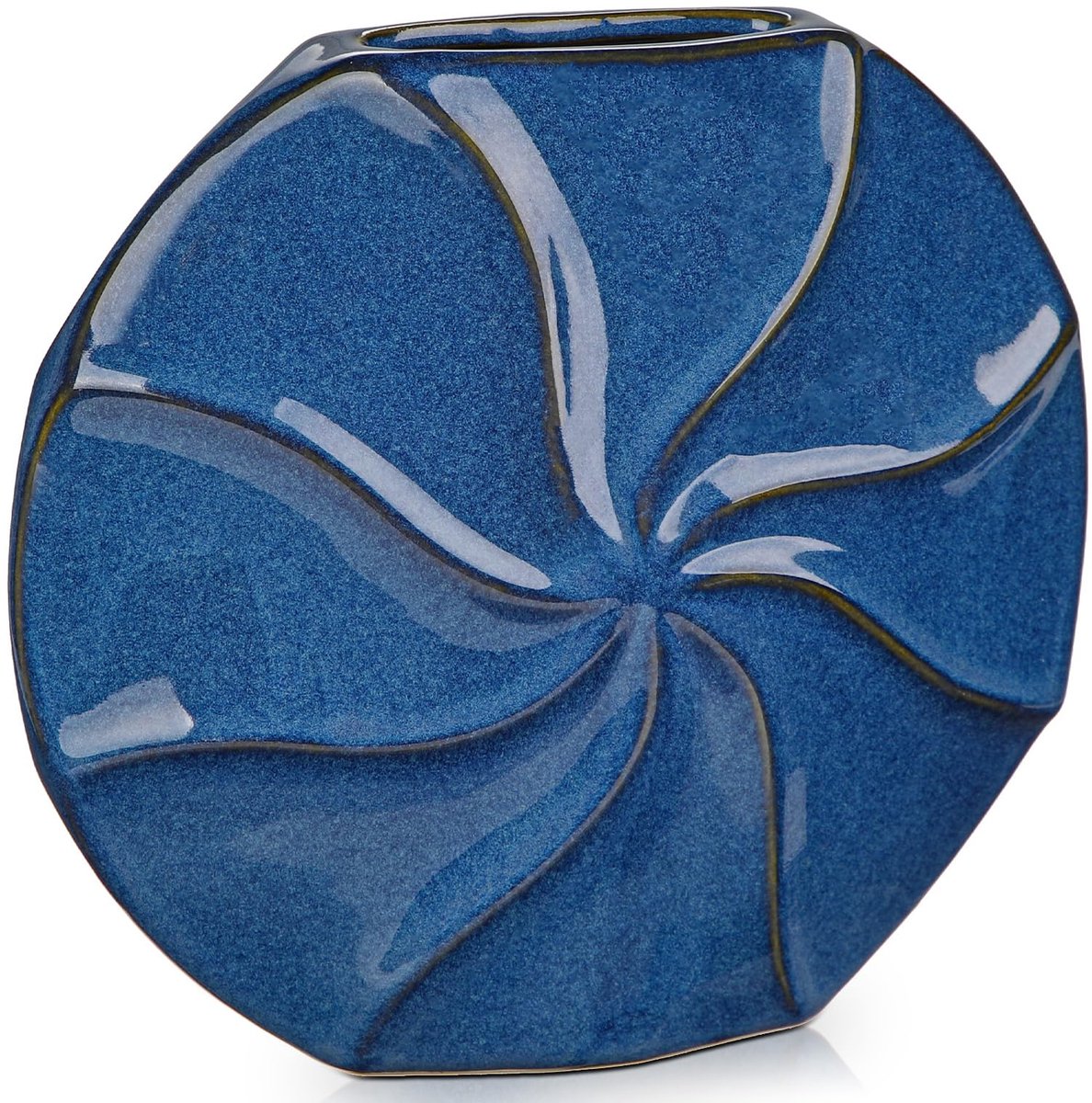 Omgoods - Blauw Keramische Vaas - Decoratieve Bloemenvaas voor Tafeldecoratie