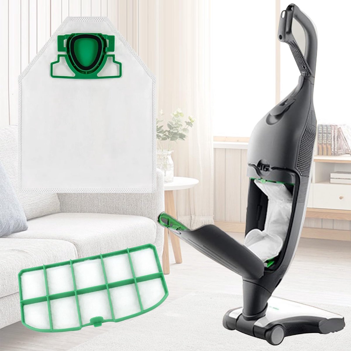 Omgoods - 10 Vacuümzakken voor Vorwerk Kobold VK200 FP200 - 5-laags Microfleece met Filters