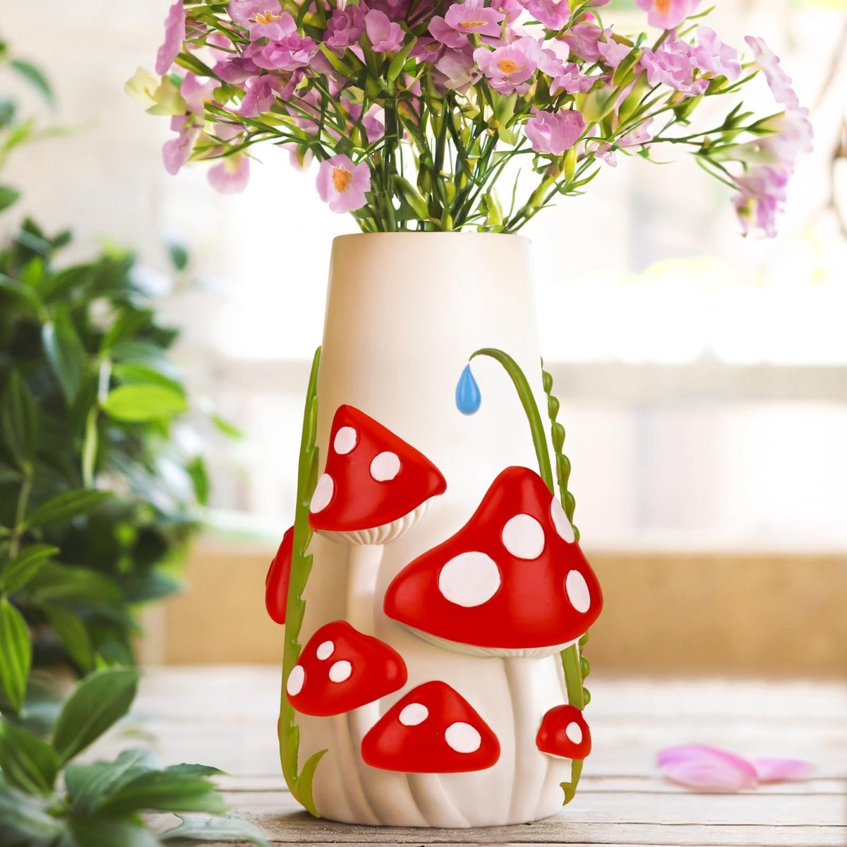 Omgoods - Decoratieve Paddenstoelen Vaasje voor Bloemen 20cm Hoog