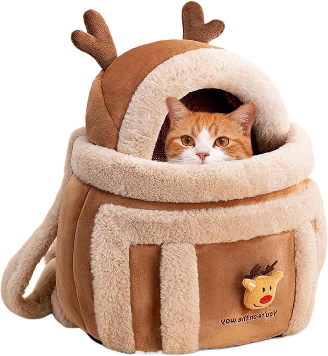Huisdier Draagtas - Kitten Rugzak - Comfortabel Vervoer - Winterbestendig Ontwerp - 36x28x21 cm - Bruin