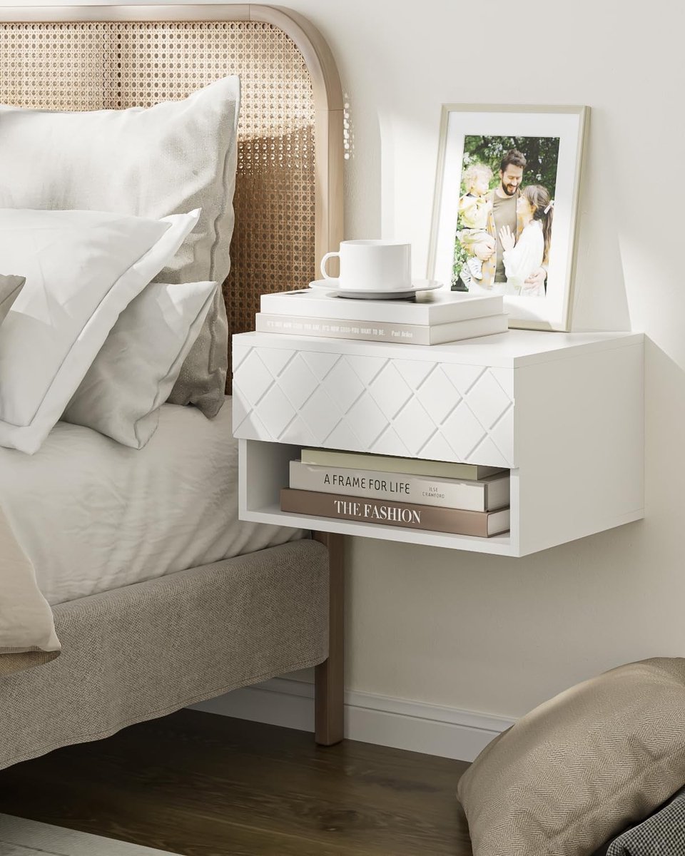 Omgoods - Moderne Wandbijzettafel met Lade voor Slaapkamer
