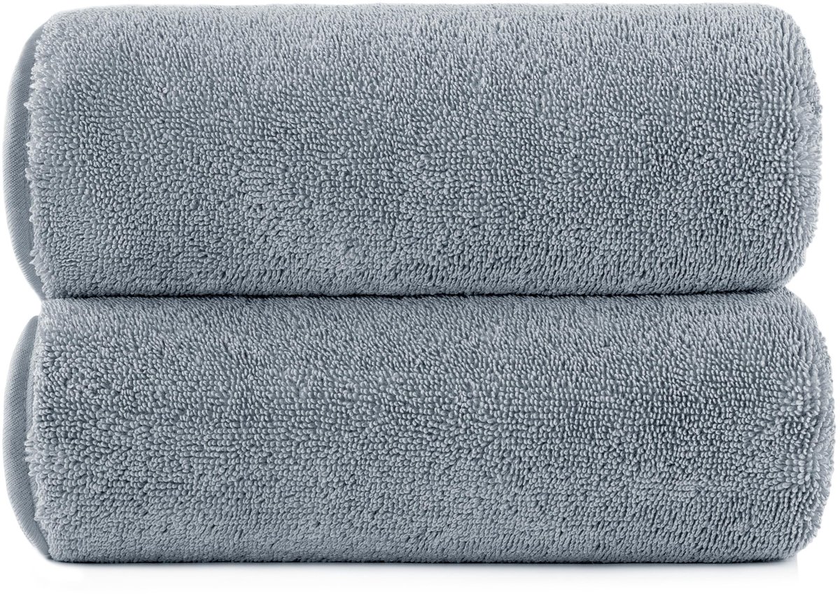 Omgoods - Set van 2 Microfiber Badhanddoeken Sneldrogend Grijs 152x76 cm