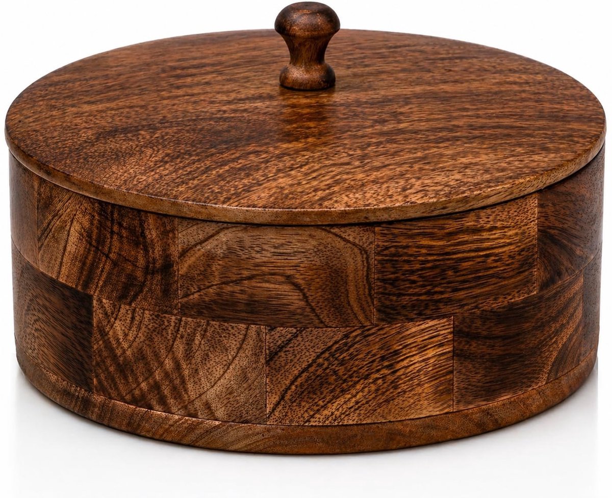 Omgoods - Handgemaakte Houten Tortilla Warmer met Deksel voor Brood