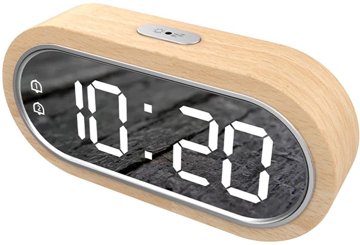 Omgoods - Houten Digitale Alarmklok met Dubbele Wecker en Thermometer