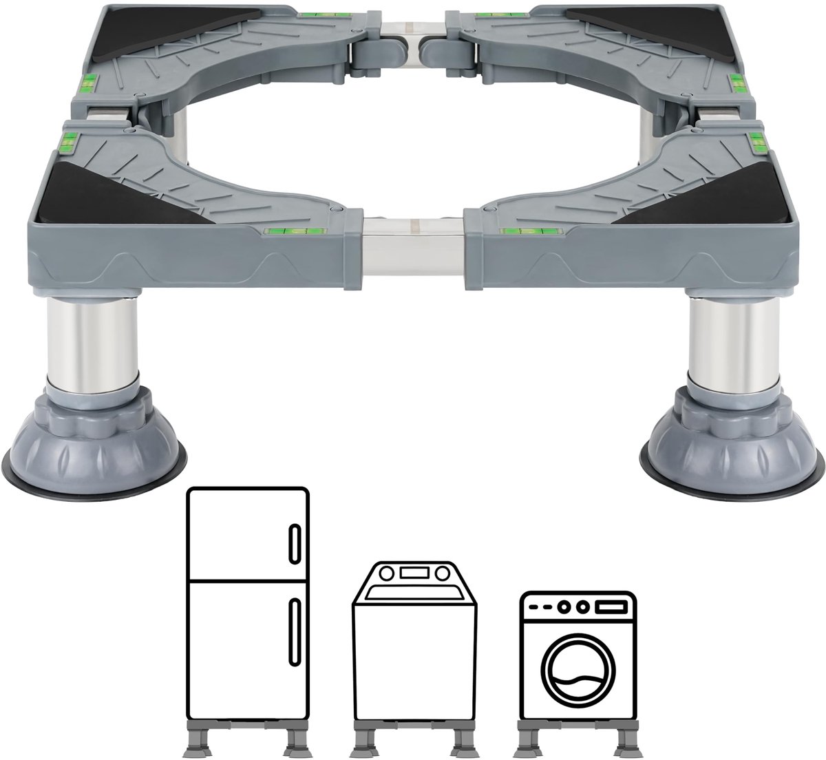 Omgoods- Standaard Zware Kwaliteit - Aanpasbare Standaard - Platform voor Witgoed - Ergonomisch - Antislip Voetjes - Ventilatie Verbeterend - Witgoedstandaard