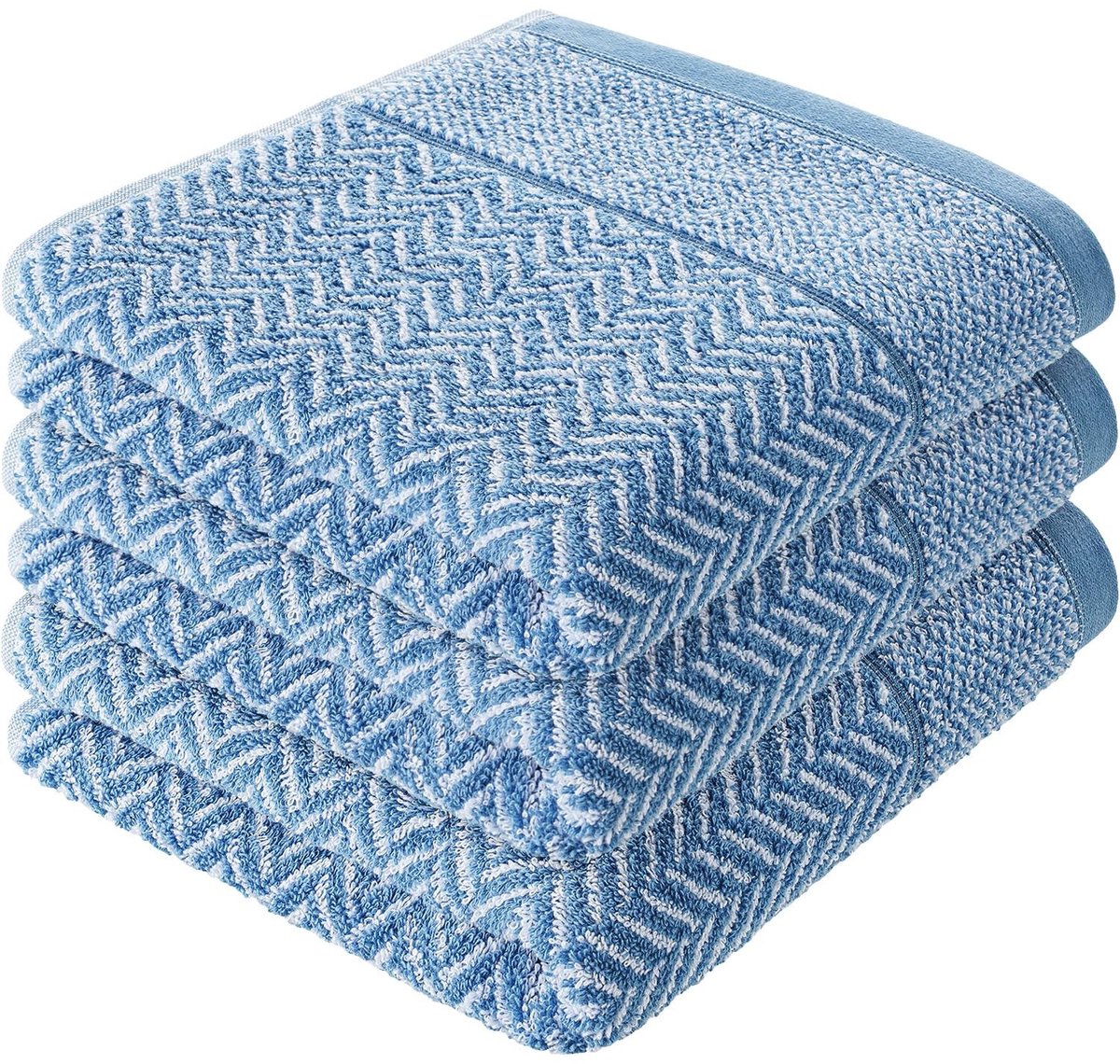 Omgoods - Handdoekenset 3 Stuks - 100% Katoen - 50x100 cm - Blauw Patroon