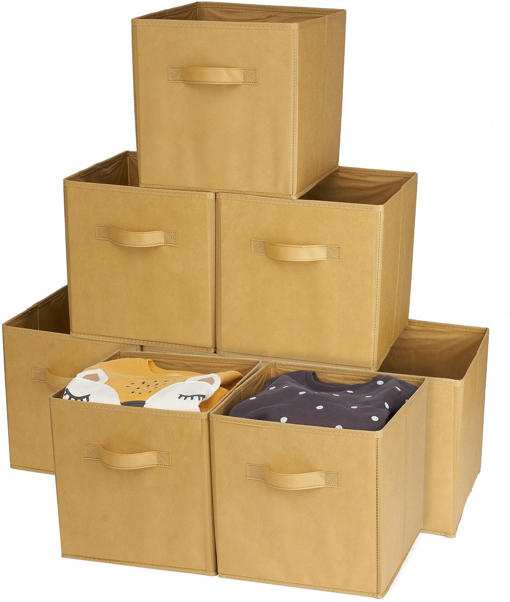 Omgoods - Set van 8 Vouwbare Opbergdozen voor Kleding en Speelgoed in Khaki