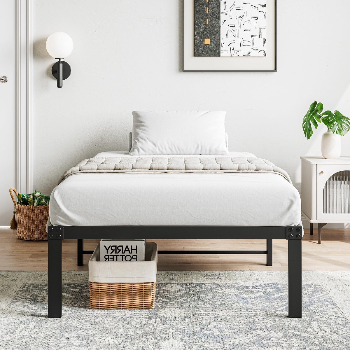 Omgoods - Metal Platform Bed Frame 90 x 200 cm met Opbergruimte